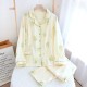 Postpartum postpartum clothes, pure cotton double-layer gauze, thin, spring and summer, long-sleeved nursing pajamas, all-cotton loungewear sets.