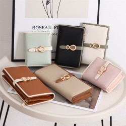 New Cross-Border Long Wallet, Japanese and Korean Style, Simple Zippered Closure, Multi-Card Slot Student Coin Purse
