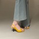 Women's square-toed, open-toe sandals, summer French-style, stiletto, slingback black high heels with skirts. Women's square-toed, open-toe sandals, summer French-style, stiletto, slingback black high heels with skirts.