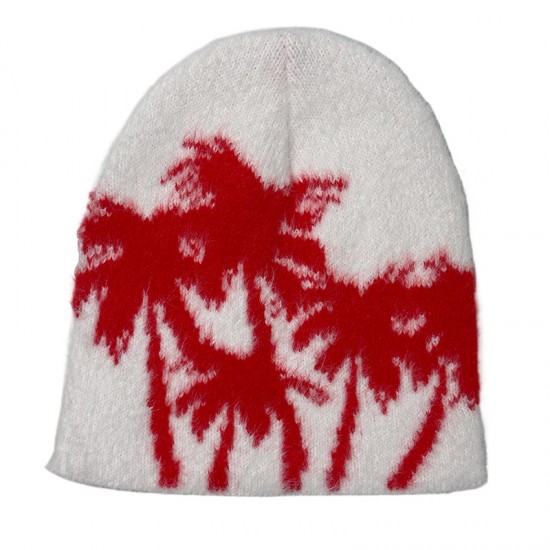 Cross-border Faux Mink Coconut Tree Knitted Beanie Hat, Autumn/Winter Women's Street Warm Earmuff Pullover Beanie, Trendy Men's Cross-border Faux Mink Coconut Tree Knitted Beanie Hat, Autumn/Winter Women's Street Warm Earmuff Pullover Beanie, Trendy Men's