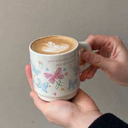 Niche original heat-resistant ice blue glass coffee cup.