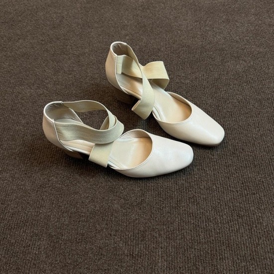 New retro, versatile ballet high heels, women's block heels, cross-strap, hollow, casual closed-toe sandals. New retro, versatile ballet high heels, women's block heels, cross-strap, hollow, casual closed-toe sandals.