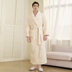 Men's nightgown, winter, plus-size Thick coral fleece pajamas for men, comfortable cotton velvet bathrobes for autumn and winter, plus-size home robes.