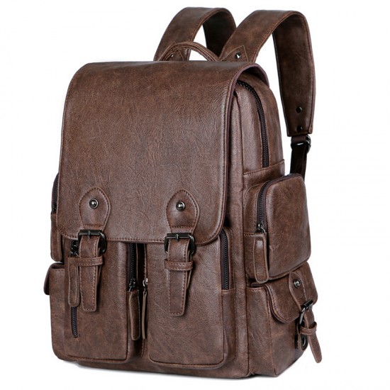 Large-capacity men's bags, PU leather backpacks, high-end, fashionable backpacks, messenger briefcases