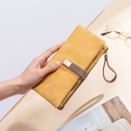 Factory Direct 2023 Cross-Border Hot-selling long women's wallet, vintage frosted zipper clutch, large capacity wallet.