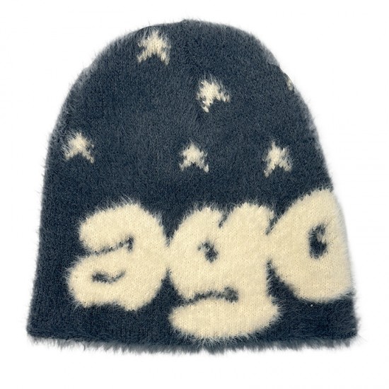 New cross-border boutique, niche two-tone faux mink wool hats, European and American personalized jacquard knitted hats, autumn and winter warm hats.