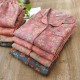 Women's spring and autumn pure cotton yarn-dyed jacquard gauze long-sleeved cardigan, retro pastoral-style all-cotton loungewear set.