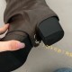 Women's pleated boots, western boots, thick heels, below the knee, belt buckle trouser boots.