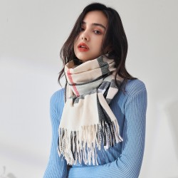 Plaid scarves for women, 2025 Fall/Winter imitation cashmere scarves, mid-length warm scarves, and shawls, sweet Japanese and Korean scarves wholesale