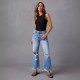 2025 cross-border new wide-leg pants, tasseled, washed, tie-dyed, ripped high-waisted jeans, straight-leg casual trousers for women.