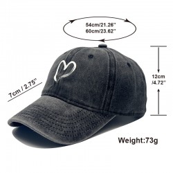 Cross-border new style cotton washed distressed heart baseball cap for men and women, outdoor personalized cartoon heart baseball cap