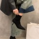 Thick-heeled square-toed brown closed-toed sandals for women, 2023 summer shallow-cut European and American slingback high-heeled sandals.
