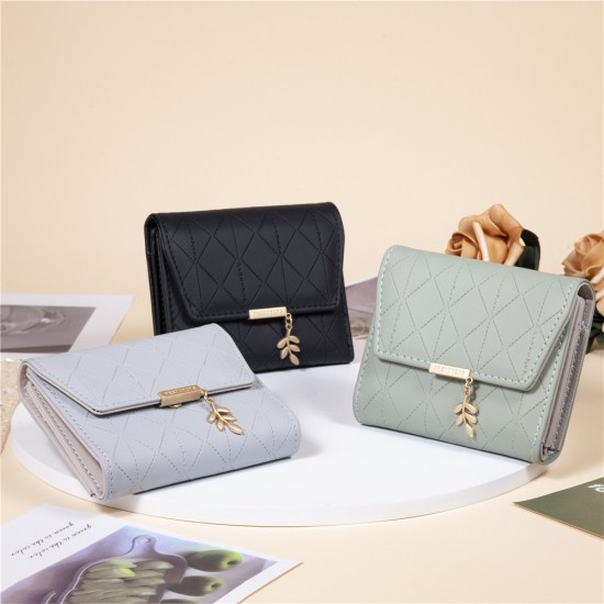 Prettyzys/Pretty's new women's wallet, a stylish, foldable, zippered, short, multifunctional coin purse with a Japanese and Korean design.