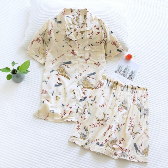 Spring and summer women's pajamas, double-layered gauze, thin casual trousers, loose cotton gauze, spring and autumn loungewear, soft and breathable