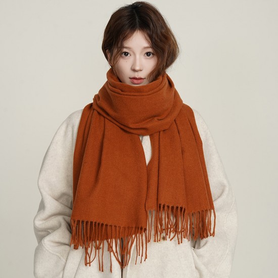 Women's winter imitation cashmere, artistic autumn and winter, thickened, warm, dual-use, solid color, Korean-style, stylish scarf Women's winter imitation cashmere, artistic autumn and winter, thickened, warm, dual-use, solid color, Korean-style, stylish scarf