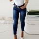 Factory direct cross-border European and American slim-fit jeans for women, butterfly-embellished, beaded slit skinny pencil pants