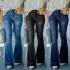 2022 autumn new multi-color women's jeans, European and American cross-border retro high-waisted, stretch flared pants, high-waisted, slimming