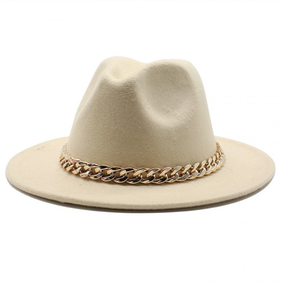 2021 Autumn/Winter British-style woolen jazz hat for men and women, European and American wide-brimmed hat, fashionable wide-brimmed felt hat