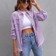 Cross-border new European and American denim jackets for women, solid color, loose-fitting jackets, ripped long-sleeved women's denim shirts, bestsellers. Cross-border new European and American denim jackets for women, solid color, loose-fitting jackets, ripped long-sleeved women's denim shirts, bestsellers.