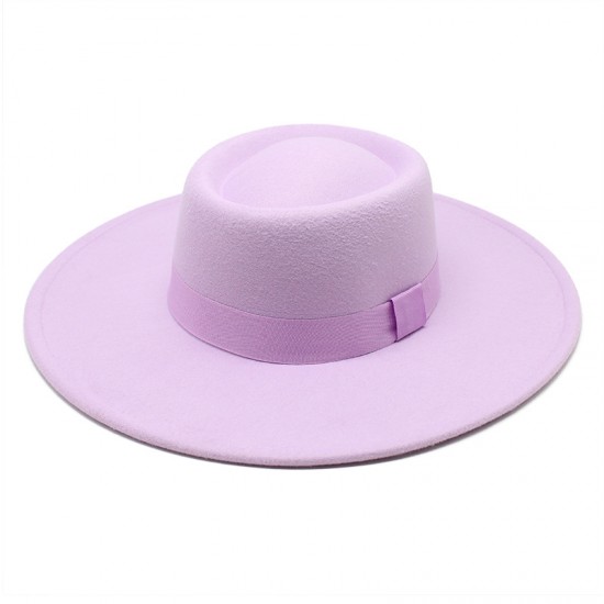 2021 new simple solid-color woolen 9.5cm brim, warm outdoor oval-shaped topper for men and women for autumn and winter