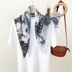 Korean fashionable, pastoral style, floral print, elegant design square scarves, niche, youthful, new silk scarves for mothers