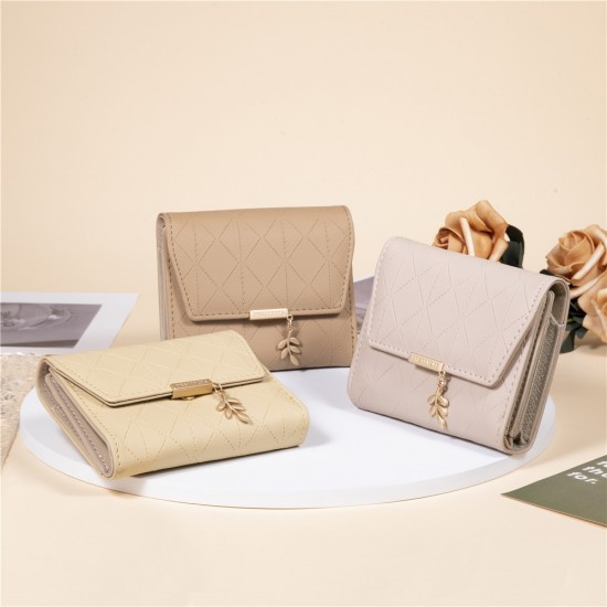 Prettyzys/Pretty's new women's wallet, a stylish, foldable, zippered, short, multifunctional coin purse with a Japanese and Korean design.