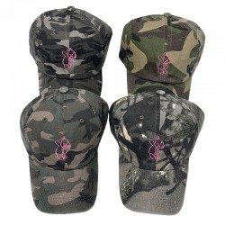 New American rose red bear embroidered camouflage baseball caps, trendy outdoor sun hats.