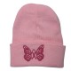 New cross-border men's and women's autumn and winter trendy pink knitted hats with cute butterfly embroidery, warm pullovers for students. New cross-border men's and women's autumn and winter trendy pink knitted hats with cute butterfly embroidery, warm pullovers for students.