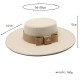 Autumn and winter hat for women, European and American celebrity, light luxury woolen hat with a wide brim, 10cm, British flat-top, wide-brimmed hat