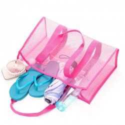 Amazon mesh single-shoulder tote bag, men's and women's beach bag, toiletry and swimwear storage bag