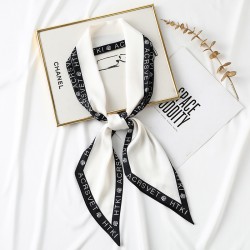 2025 spring and summer long silk scarf luxury retro ribbon lettered bag polka dot neck scarf for women Small square scarf 2025 spring and summer long silk scarf luxury retro ribbon lettered bag polka dot neck scarf for women Small square scarf