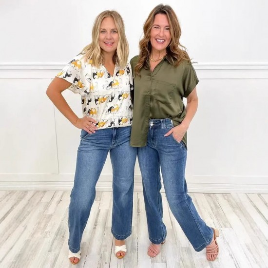 European and American Cross-Border New Amazon 20 Spring 2025 new blue washed straight-leg elegant jeans for women