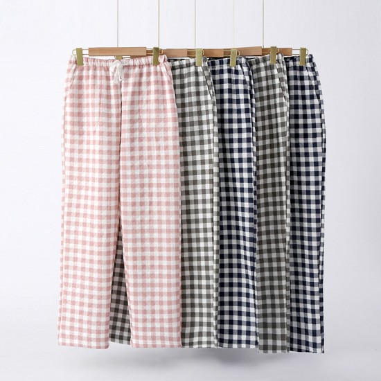 Summer couple's pajamas, pure cotton double-layer yarn-dyed shorts and cardigan, two-piece loose loungewear set for men and women. Summer couple's pajamas, pure cotton double-layer yarn-dyed shorts and cardigan, two-piece loose loungewear set for men and women.