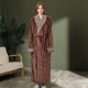 Comfortable Cotton Fleece Nightgown with Jacquard Outer Layer Arctic fleece bathrobes with inner layers. European and American double-layered, thickened, and long pajamas.