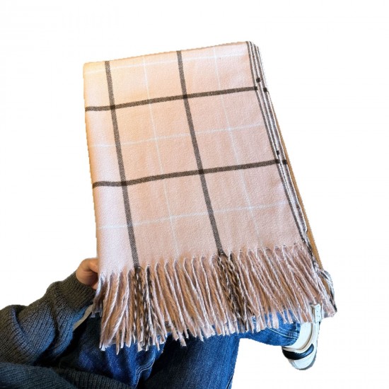 Autumn and winter retro student casual Korean-style square plaid neck scarf for women, warm, soft, thickened lines, and checkered tassels. Scarves Autumn and winter retro student casual Korean-style square plaid neck scarf for women, warm, soft, thickened lines, and checkered tassels. Scarves