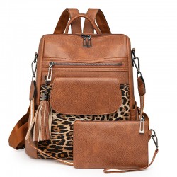 Cute new retro leopard print women's backpacks, fashionable large-capacity backpacks, wholesale