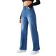 2025 factory direct sales, in stock, cross-border new Amazon independent station, elegant non-stretch straight-leg wide-leg jeans for women