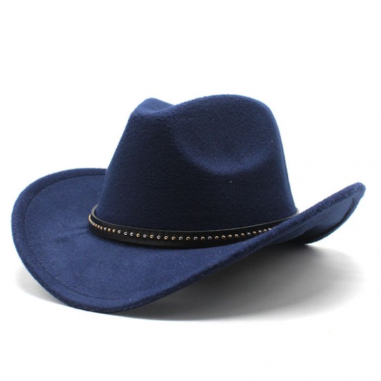 New cross-border western cowboy hat, black woolen jazz hat, ethnic autumn and winter felt hat for men and women, wide brim hat