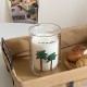 Rustic French floral water cup, refreshing ice blue willow leaf glass, heat-resistant juice and milk cup