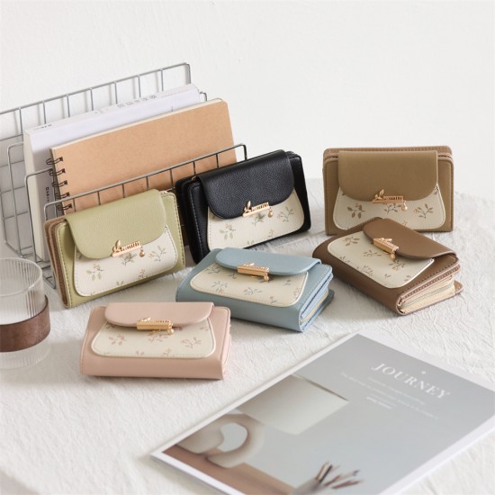 New cross-border women's wallet, cute printed, metal pendant, high-end, popular student medium-sized wallet, wallet, coin purse.
