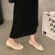 Women's French flat pumps, 2024 new retro suede red shoes, fairy-style ballet toe shoes.
