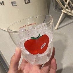 Instagram Cartoon Abstract Fish Glass, Cute Blue Fish, High-Resistant Juice and Milk Cup for Couples