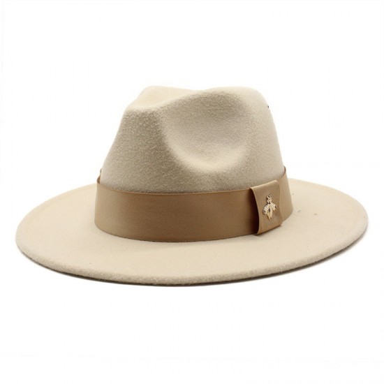 20 21 Autumn and Winter Wide-Brimmed Hats, Fashionable Wool Flat-Brimmed Men's and Women's Wool Panama Jazz Fedora