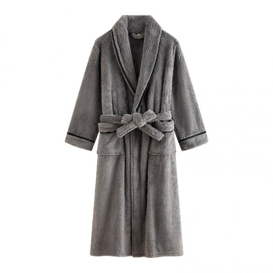 Premium, double-layered, thickened, Austrian grain fleece nightgown, new for women, winter (25 new styles), extra-long, stylish, short, warm, autumn bathrobe.