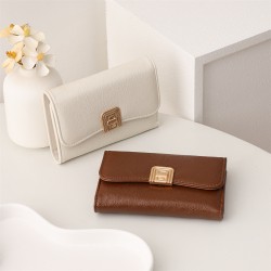 PRETTYZYS Korean style new arrival, medium-sized wallet, simple, solid color, stylish, sophisticated, and versatile, large capacity.