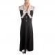 2025 summer new women's lapel, two-button chest, slim-fitting bow-tie sleeveless dress.