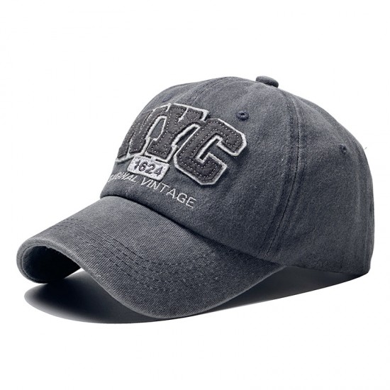 Cross-border hot-selling cotton coated embroidered baseball cap with distressed washed and patched NYC lettering for men and women's outdoor wear.