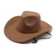 European and American autumn and winter new fashion casual windproof rope-curled wide-brimmed woolen cowboy hats, trendy outdoor warm hats.