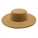 Autumn and winter new cross-border thickened men's and women's hats with 10cm brim, woolen felt flat top hats with wide brims.