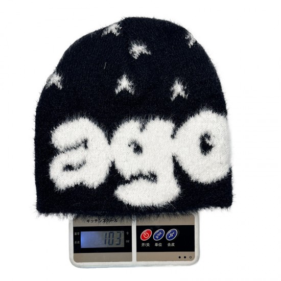 New cross-border boutique, niche two-tone faux mink wool hats, European and American personalized jacquard knitted hats, autumn and winter warm hats.